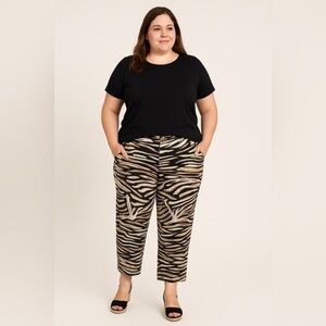 Cleo Linen-Blend Ankle Pants – Zebra Inspired Print – Size XL